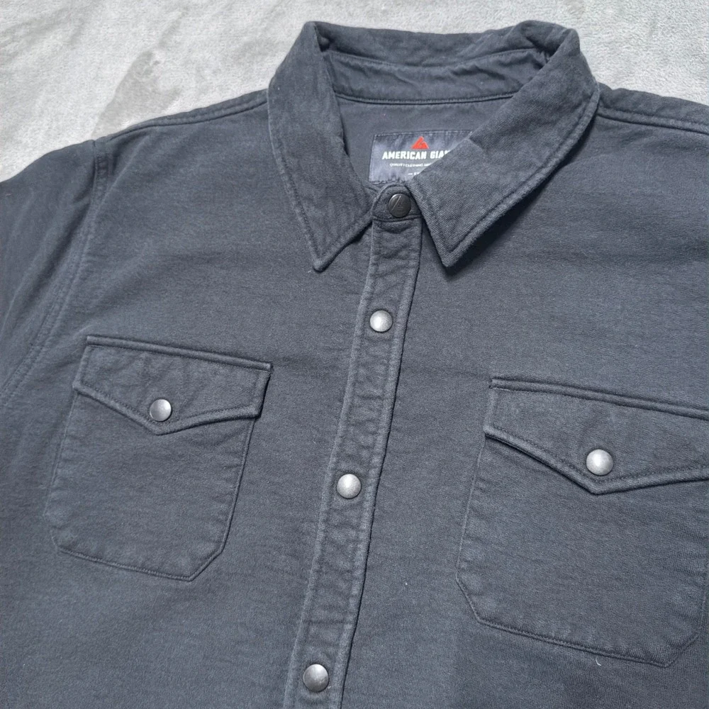 American Giant Redwood Shirt Jacket Mens XXL Black Overshirt Snap Front Workwear